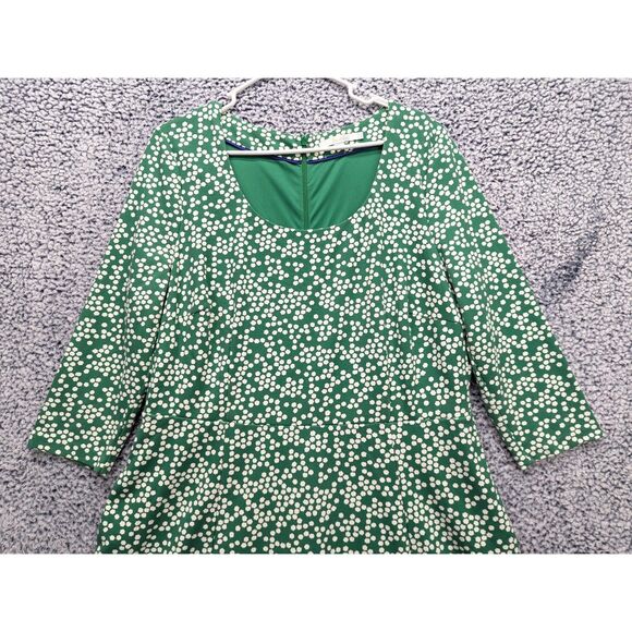 Boden Julianna Ponte Fit and Flare Midi Dress Size 16 Long Polka Dot Modal Green - Picture 5 of 15